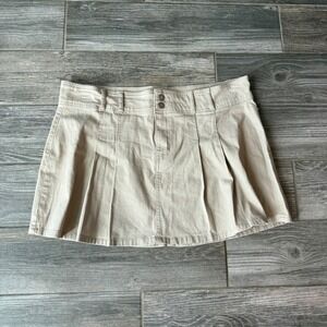 Khaki Pleated Mini Skirt Women's Size XL 16-18 Casual School Uniform Preppy